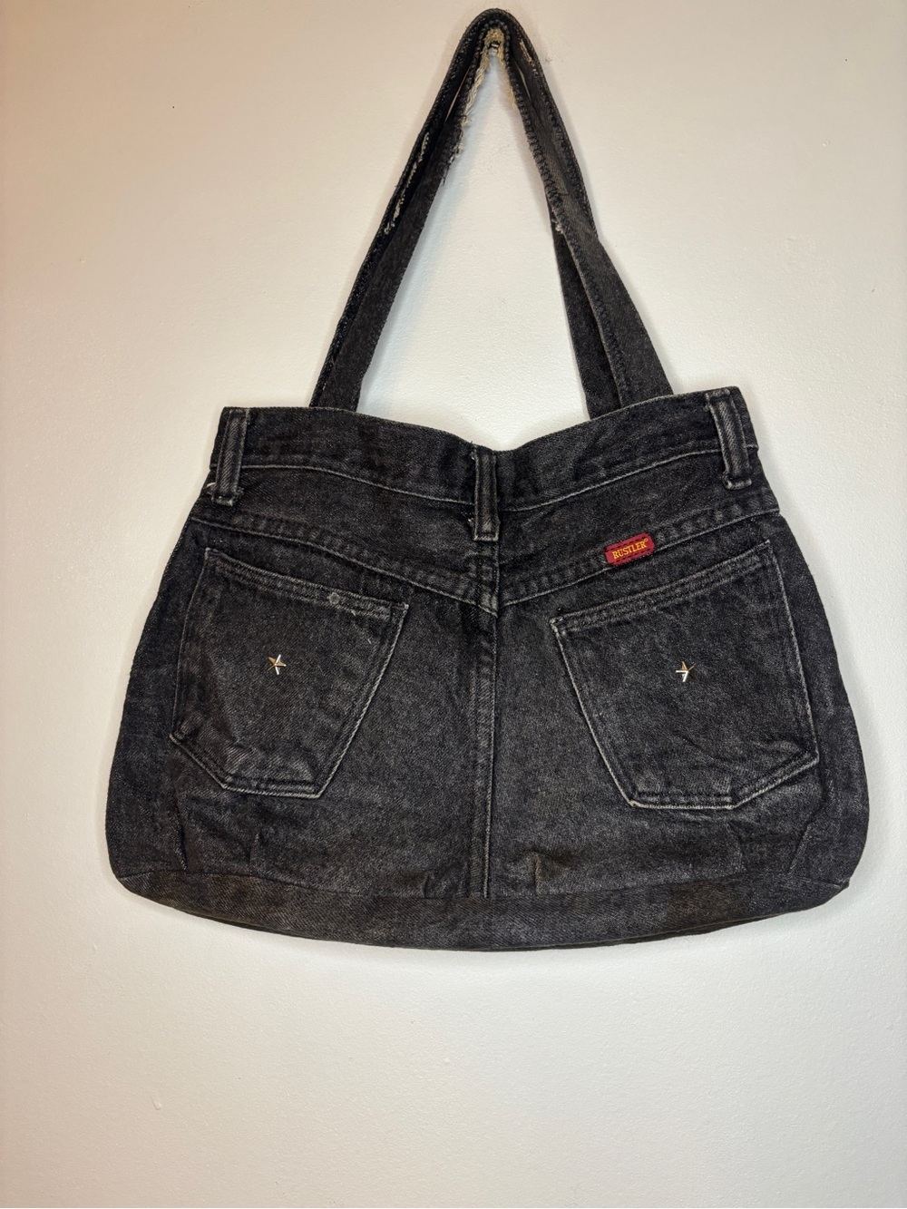 Vintage 80’s handmade rustler Jean Star-Stud Shoulder Bag - Picture 5 of 9